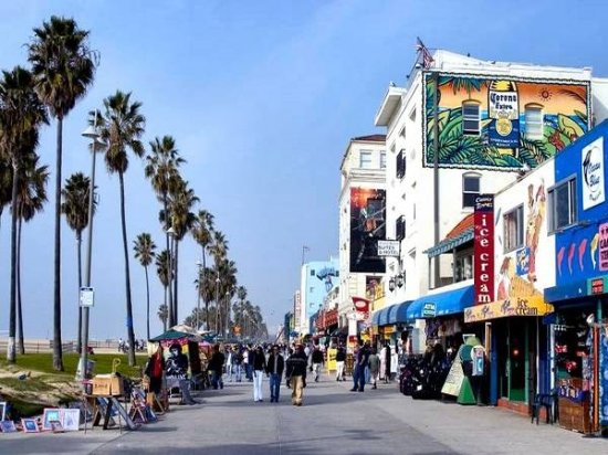 Venice Beach boardwalk Los Angeles California vibrant crowd