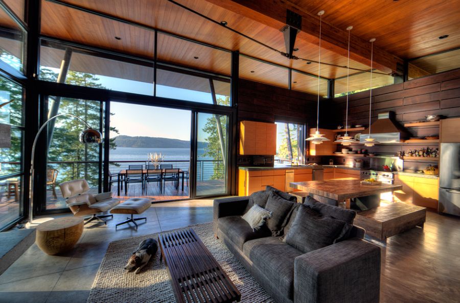 Elegant cottage interior with layered textiles and natural materials
