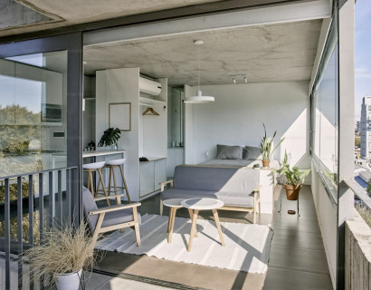 Modern Minimalist Balcony Apartment Design | Contemporary Small Space Living